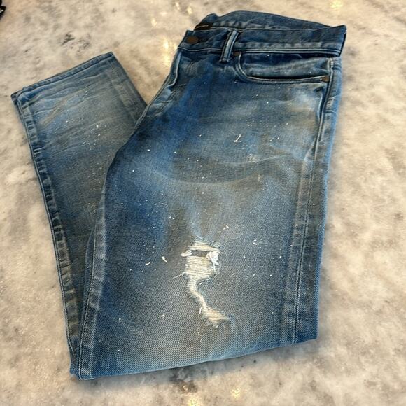 John Elliott Distressed Paint Splatter Jeans - Picture 1 of 5